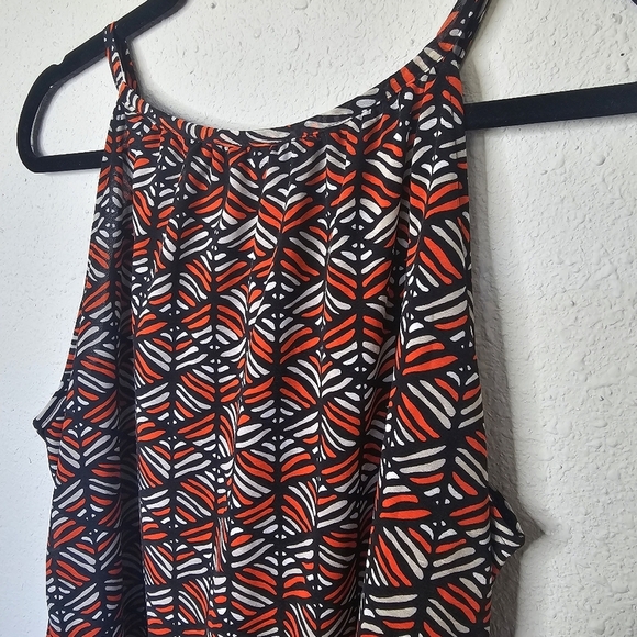 Worthington Top Womens Large Sleeveless Tank Flowy Lined Black Orange Blouse - Picture 9 of 10